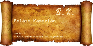 Balázs Kasszián névjegykártya